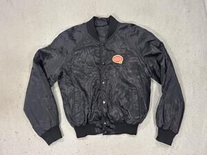 Vintage Carta Blanca Beer Jacket Mens 40 Black Nylon Bomber Snap Lined Patch